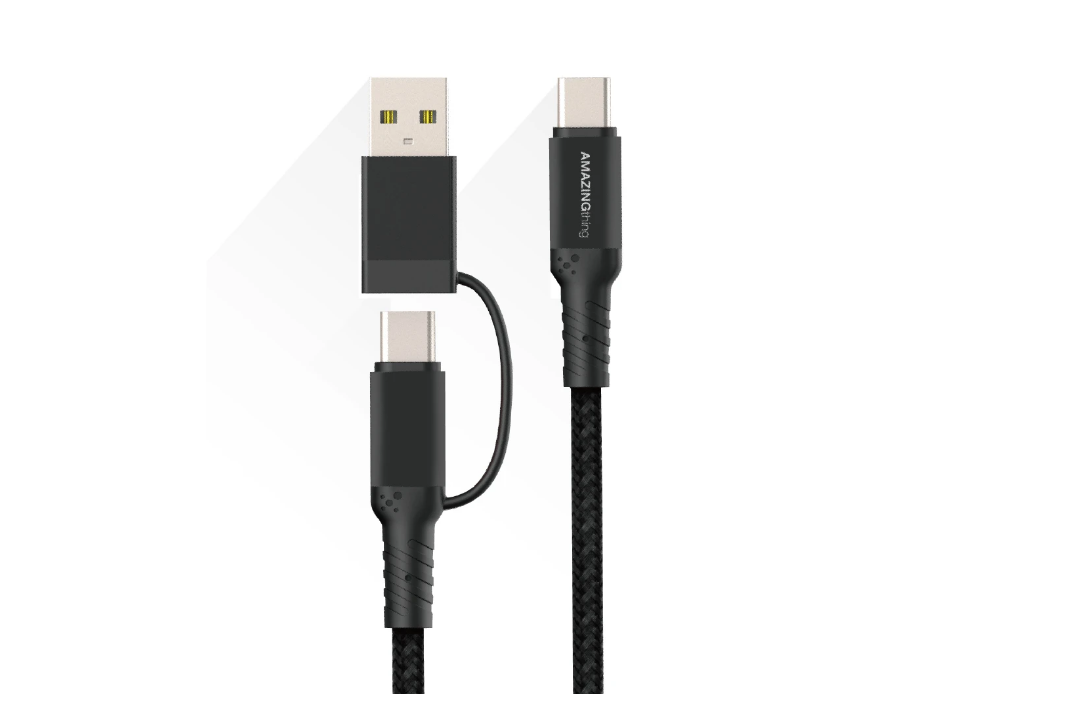 سلك شاحن مضاد للميكروبات PD من النوع TYPEC إلى TYPEC 2 في 1 مع كابل USB-A