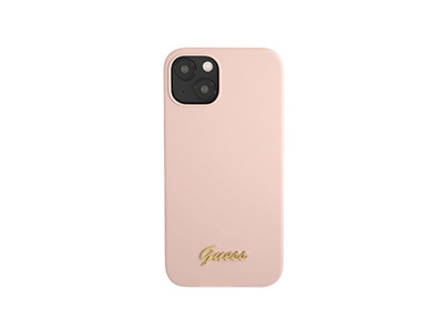 Guess Phone Case for iPhone 13 Pro Max - جراب سيليكون وردي مع ذهبي