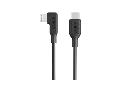 كابل لايتنينج باورلاين USB-C حتى 90 درجة ، بطول 3 امتار من انكر - أسود